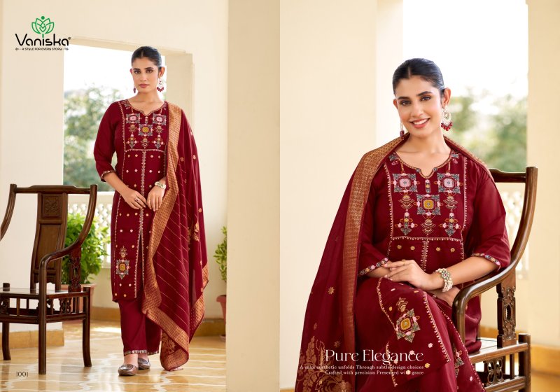 Sayuri Vol 1 By Vaniska Chanderi Silk Kurti With Bottom Dupatta 
